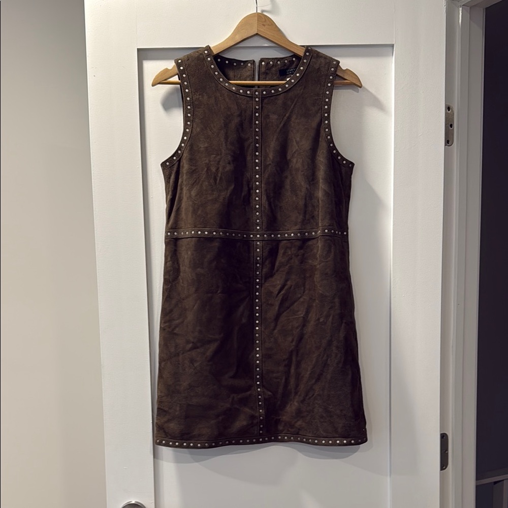AllSaints Brown Studded Sleeveless Dress